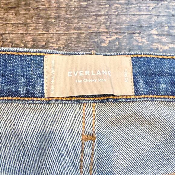 Everlane Jeans Womens 30 The Cheeky High Rise Japanese Blue Denim Raw Hem NEW - Picture 4 of 11
